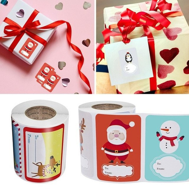 250 selbstklebende Weihnachtsgeschenk-Namensschilder in 6 Designs, bunte Aufkleber für die Geschenkverpackung und Dekoration - Bild 1