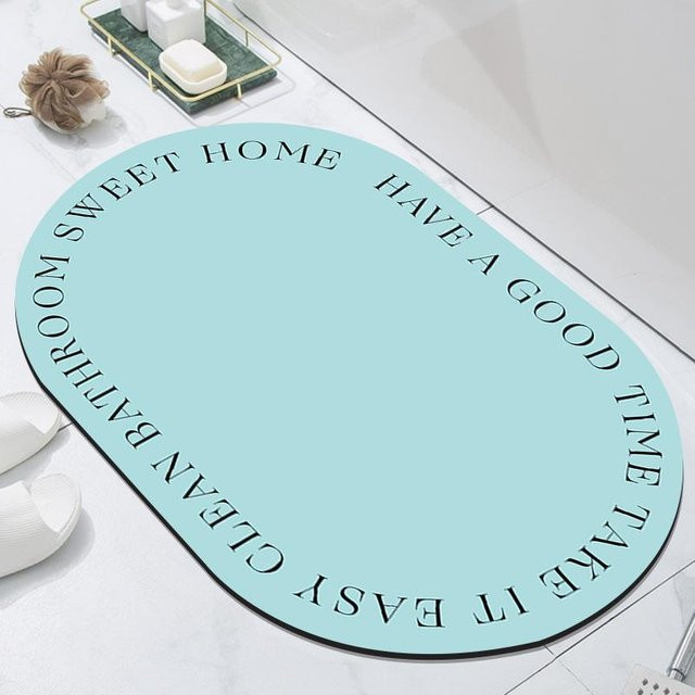 Saugfähige Kieselgurmatte für das Badezimmer von Yiran Furniture, rutschfest und schnelltrocknend, Farbe: Türkis, B/T: 60 x 40 cm - Bild 1