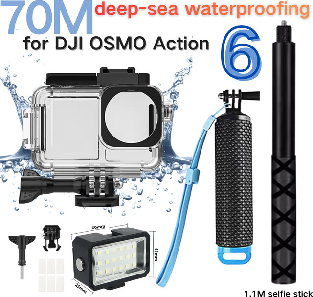 DJI Osmo Action 6 Unterwasser-Tauchgehäuse mit Video-Aufnahmelicht, transparentes Wasserdichtes Gehäuse bis 40m Tiefe - Bild 1