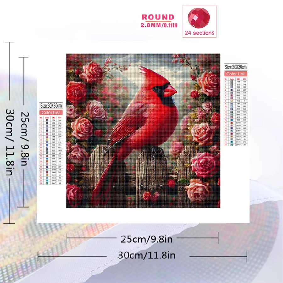 Momoart 5D DIY Diamantmalerei mit Vogel und Blumen als Wandkunst für dein Schlafzimmer - Bild 2