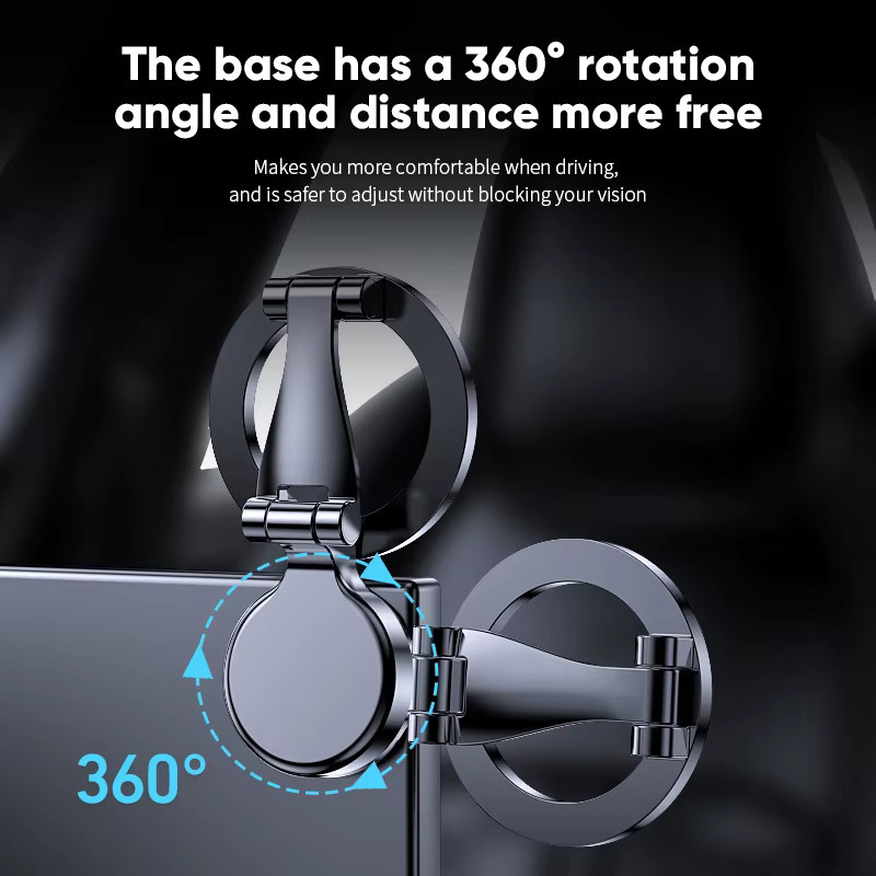 ILEPO Magnetischer Auto-Handyhalter mit 1080 Grad Drehung und N52 Starkmagnet, Faltbare Armaturenbrett-Halterung in Schwarz, kompatibel mit iPhone und Xiaomi - Bild 5