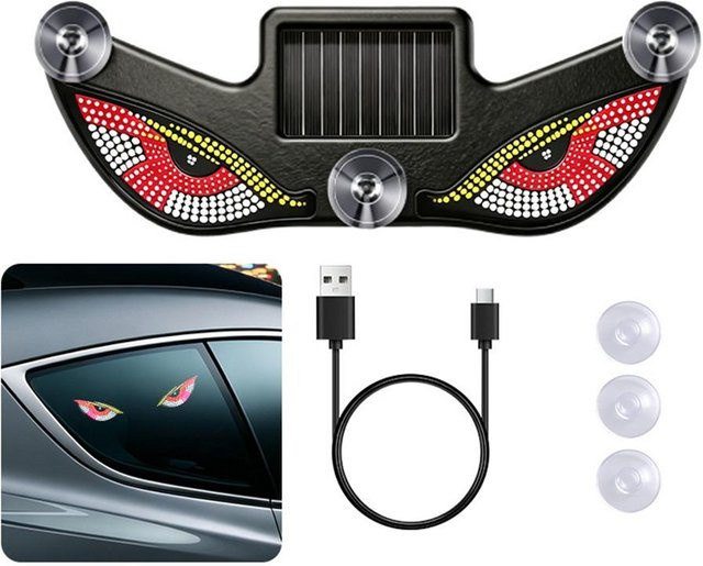 NiccePro Solar-LED-Warnleuchte mit Lichtsensor und Böser Blick Design in Schwarz - Bild 1