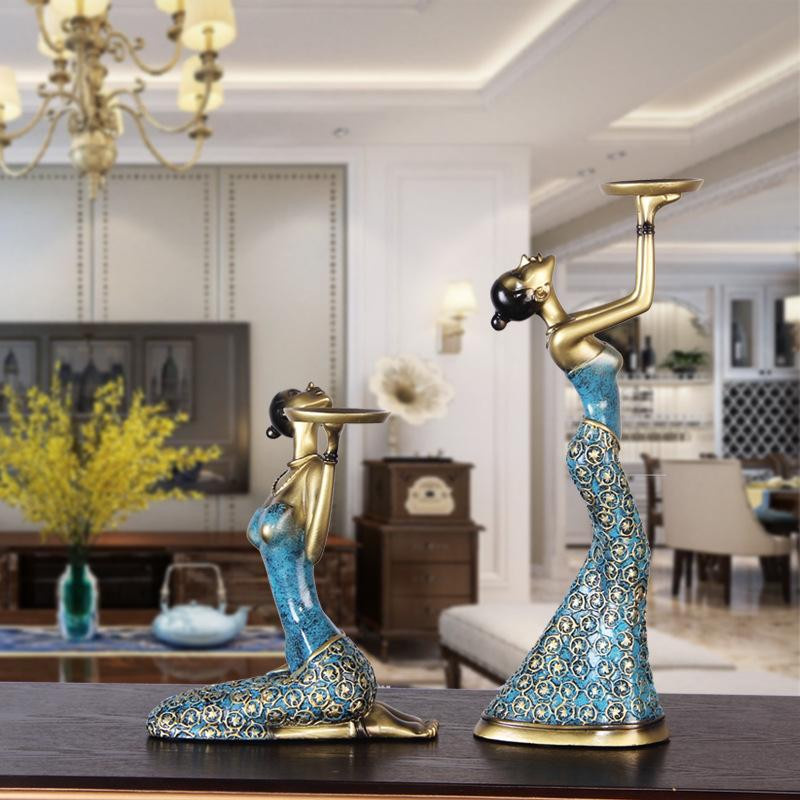 Yiran Furniture Kerzenständer im europäischen Retro-Stil, Gold, Tischdekoration aus Harz und Kunststoff - Bild 3