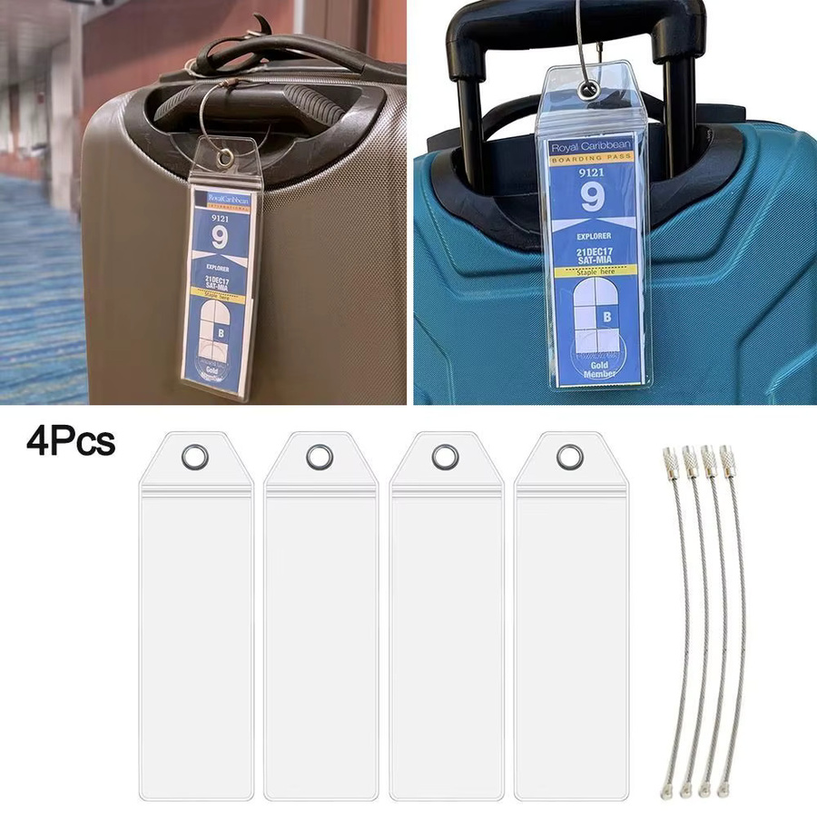 Wasserdichte Zip Seal Beutel für Kreuzfahrt Gepäckanhänger und Schiffstickets mit Stahldraht-Halterung, transparent, PVC - Bild 5