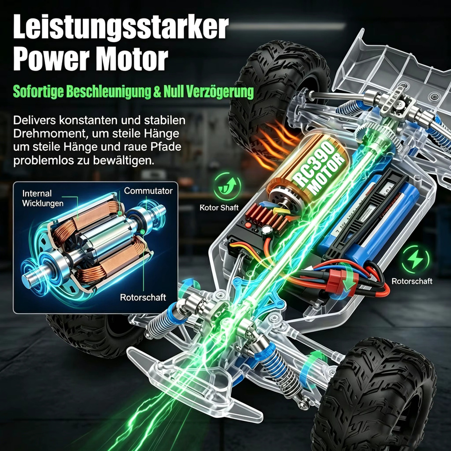 WLtoys 4WD RC Auto, 1:16, Allrad Geländewagen, mit LED, ferngesteuert - Bild 2