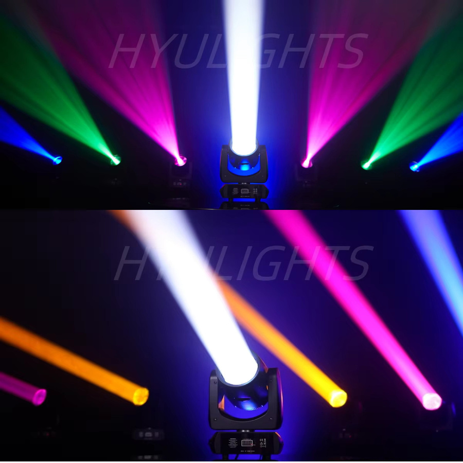 HYULIGHTS Mini BEAM SPOT LED Moving Head 200W mit 24 rotierenden Prismen, 14 Gobos und 11 Farbrädern, Schwarz - Bild 3