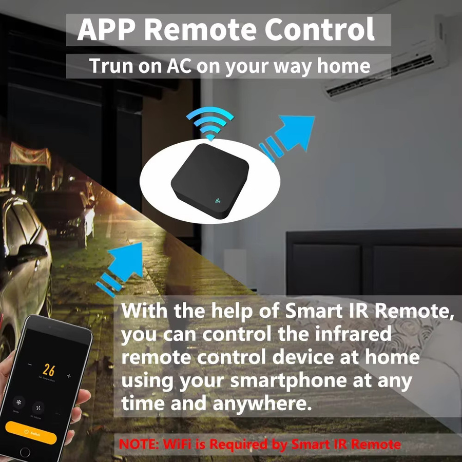 Tuya Smart WiFi Universal IR-Fernbedienung für Smart Home Steuerung von TV, DVD, Audio und Klimaanlage, kompatibel mit Amazon Alexa und Google Home, Schwarz - Bild 2