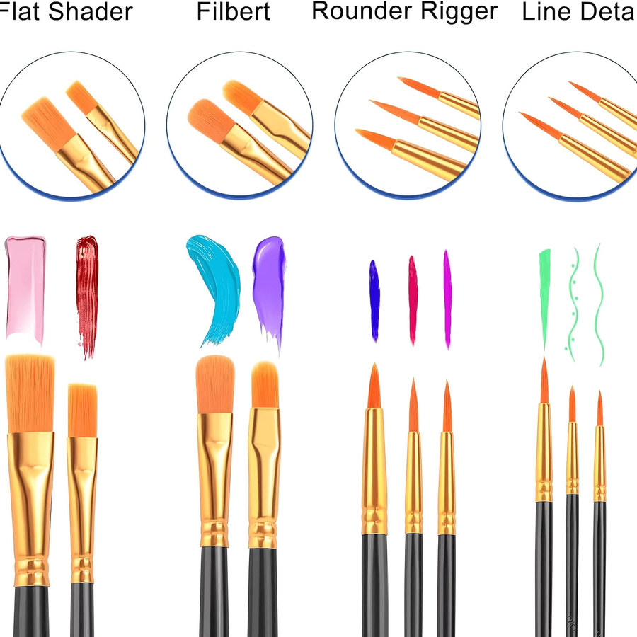 Set mit 10 Gesichtspinseln und 15 Gesichtsmalerei-Schwämmen in Multicolour für Körpermalerei, Öl, Aquarell und Tempera - Bild 2