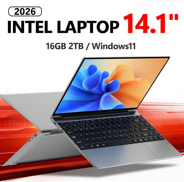 Lenovo 14,1-Zoll Laptop mit Intel N3700, 16 GB RAM, 2 TB SSD, Windows 11, Silver - Bild 1
