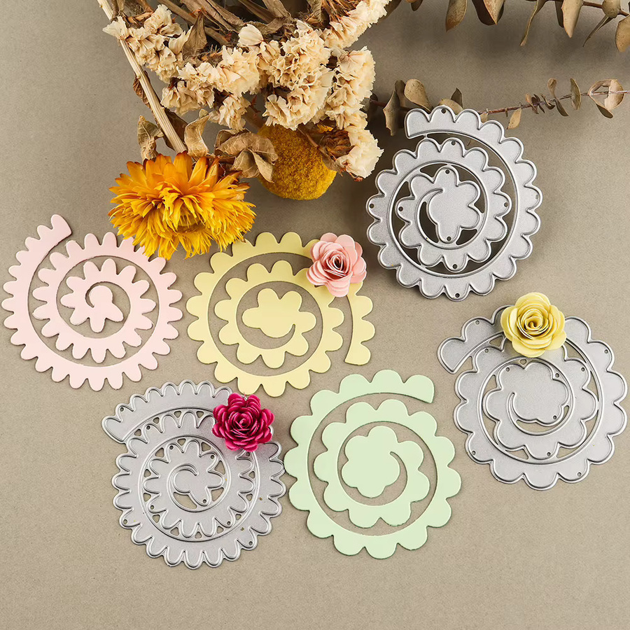 3D-Spiral-Rollblumen Metall-Stanzformen Set für DIY-Papierkarten und Bastelarbeiten in Silber - Bild 2