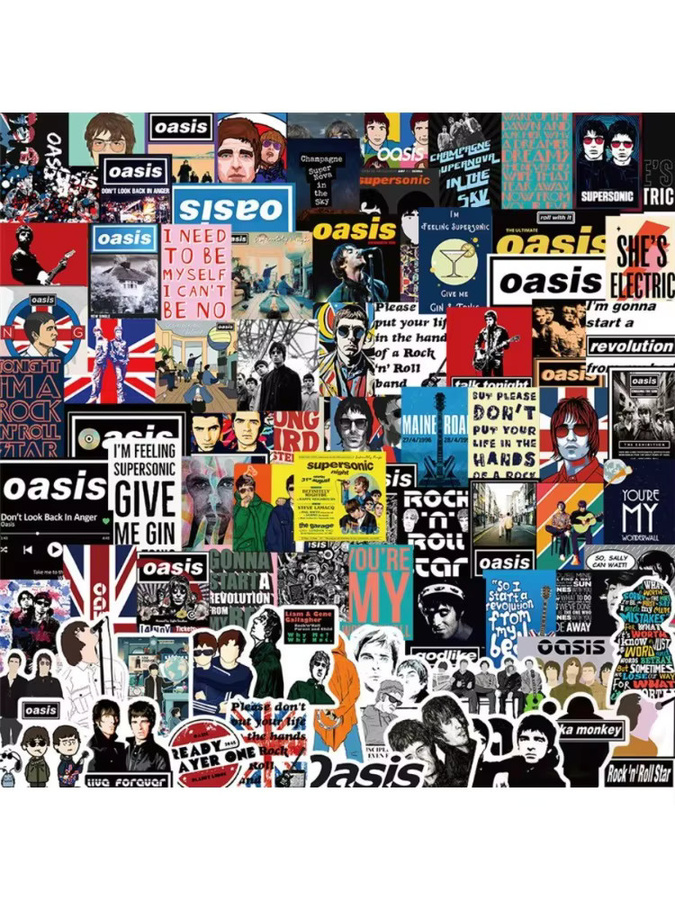 LanLanStickersWorld Oasis British Rock Band Poster-Aufkleber, 50 Stück, Multicolor - Bild 7