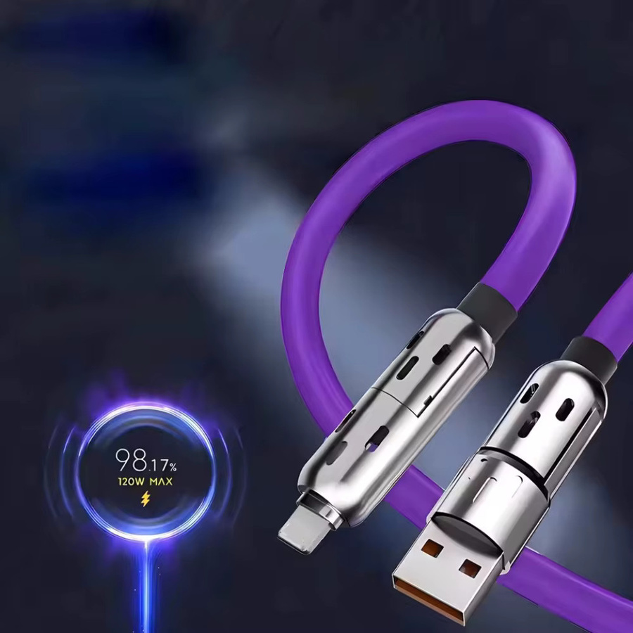 4-in-1 USB-C auf USB-C Schnellladekabel mit 240 W PD, Datenkabel für iPhone 16 Pro Max, 15, iPad, Xiaomi und Samsung, Farbe: Lila, Länge: 1,5 m - Bild 2