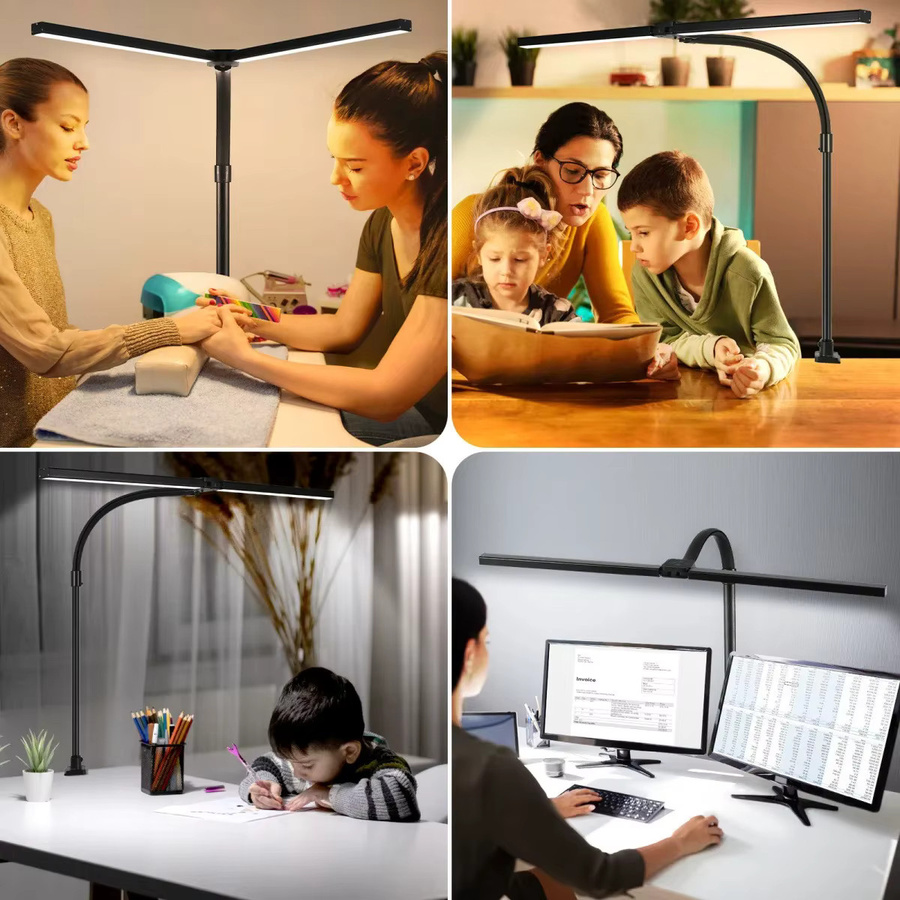 DBF LED-Schreibtischlampe in Weiß, stufenlos dimmbar und verstellbarer Schwanenhals für Home-Office und Büro - Bild 5