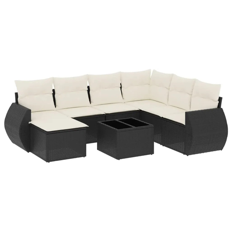 vidaXL 8-teilige Garten-Sofagarnitur aus Poly-Rattan mit Kissen in Schwarz - Bild 2