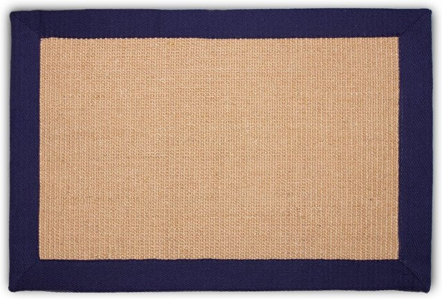 Karat Sisal-Kratzteppich Amazonas in Natur mit Jeans Bordüre in Blau und Beige - Bild 1