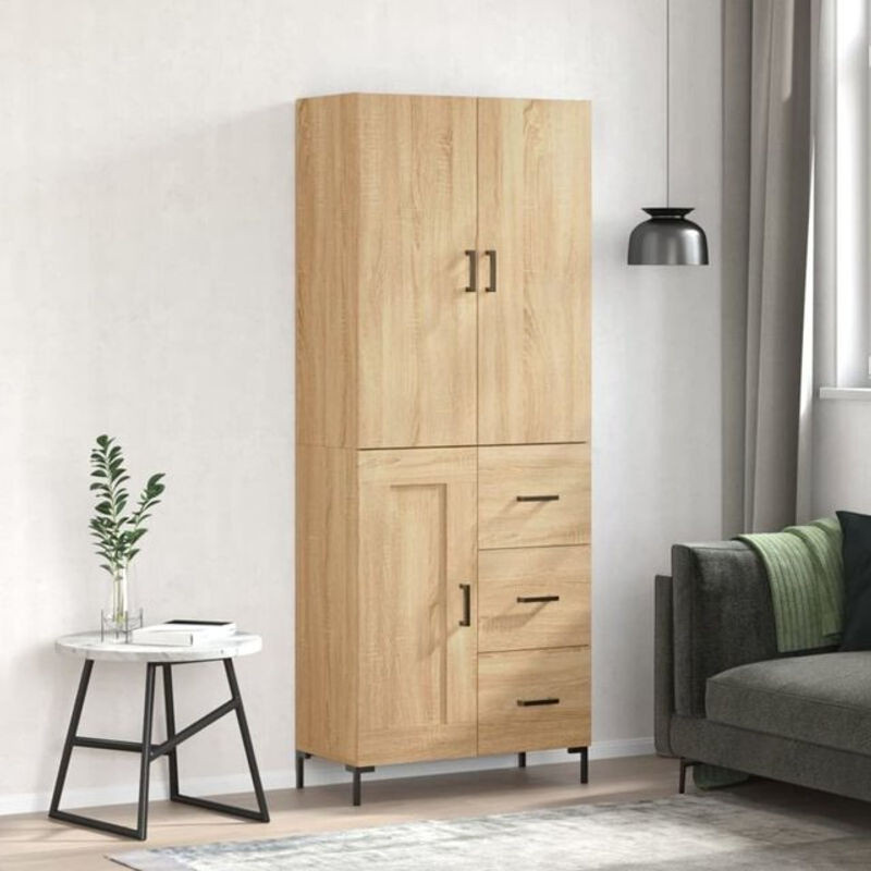 Vidaxl Highboard Sonoma-Eiche in Eiche Natur und Braun aus Holzwerkstoff und Metall, Modern, B/T/H: 69,5 x 34 x 180 cm - Bild 1