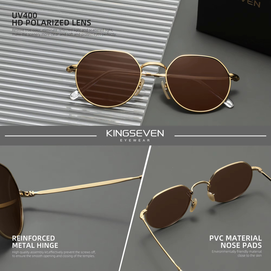 KINGSEVEN Sonnenbrille Retro, Metall, Vollrand, Unisex - Bild 2