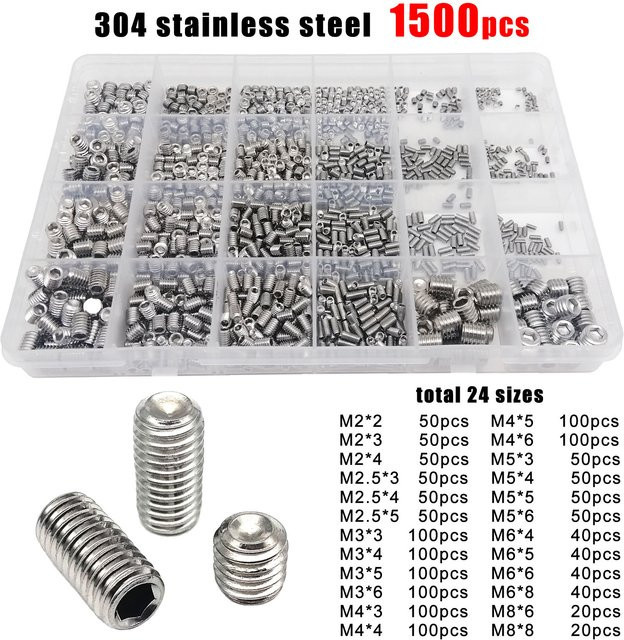 HZYUEGOU Madenschrauben Set aus DIN 916 Edelstahl in Schwarz und Silber, Innensechskant Stellschrauben Set A2-70 - Bild 1