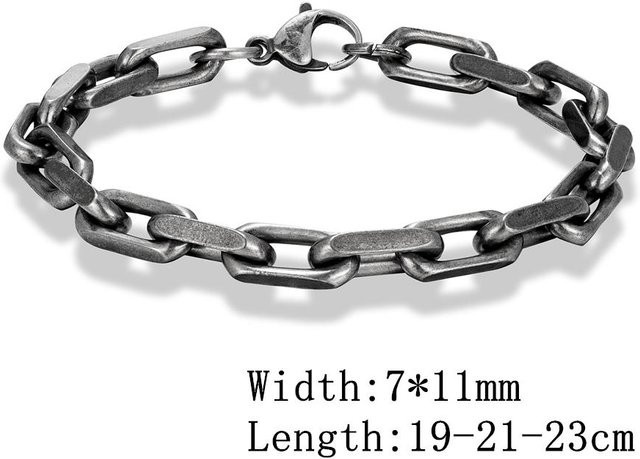 Fahrradkettenarmband Edelstahl, Schwarz, Vintage, Herren, 23cm - Bild 1