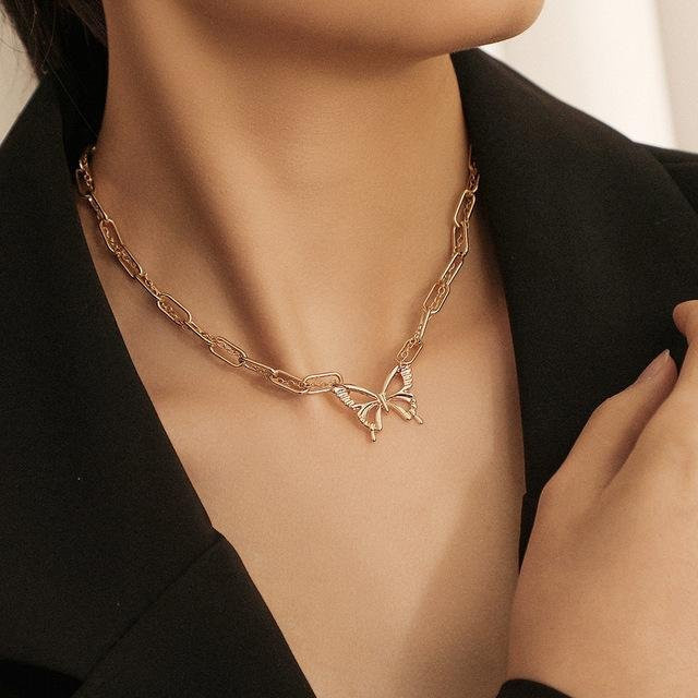 Wucifang Jewelry Halskette, Schmetterling Anhänger, Silber, Titan, Kristall, Damen - Bild 1