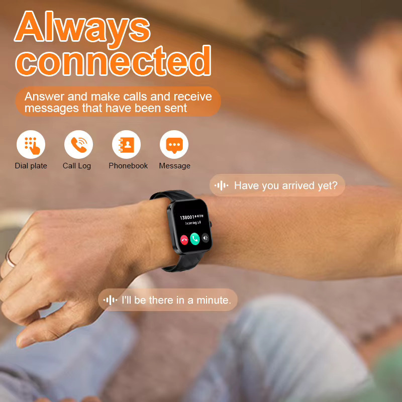 LIGE Smartwatch mit 1,91 Zoll HD-Display für Gesundheits- und Fitness-Tracking, Musikplayer und Sprachanrufe, kompatibel mit Android, Unisex, Schwarz/Gold - Bild 5