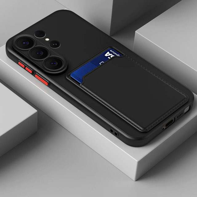 Stoßfeste Silikonhülle mit Kartensteckplatz für Samsung Galaxy S26 Ultra und S26 Plus in Schwarz - Bild 1