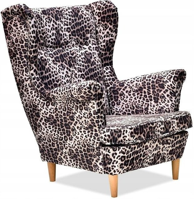 Ohrensessel ARI PRINT von Family Meble im skandinavischen Design mit Leopardenmuster und Stoffbezug, B/T/H: 84 x 92 x 104 cm - Bild 1
