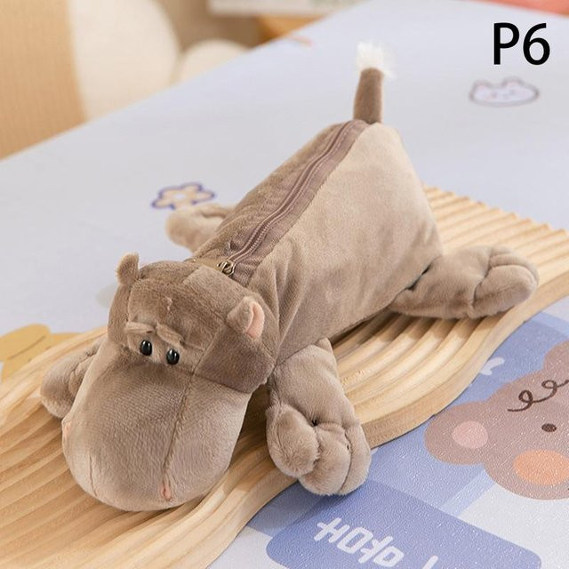 Plüsch-Federmäppchen Krokodil von Yiran Toy in Braun mit Reißverschluss - Bild 1