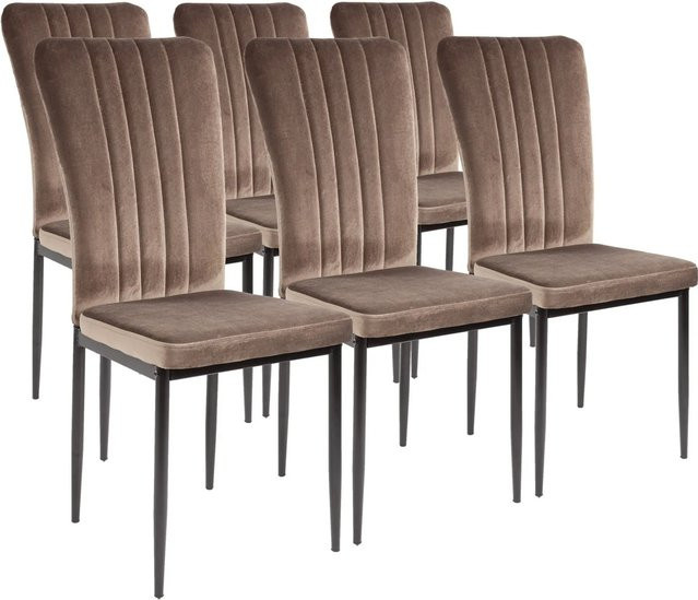 Albatros Esszimmerstühle MODENA 6er Set Braun mit Samtbezug im Vintage Design - Bild 1