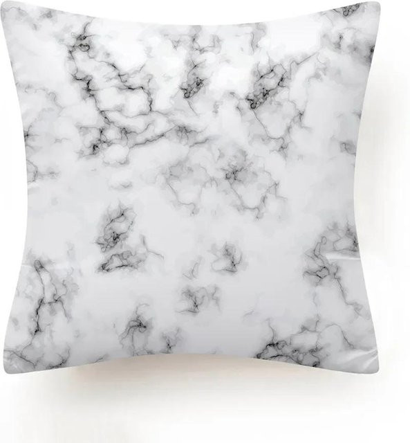 Evich Kissenbezug mit Schwarz-Weiß-Marmor-Textur aus Polyester, B/H: 50 x 50 cm - Bild 1