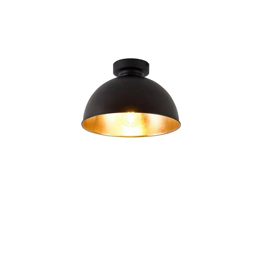 QAZQA Magnax Industrielle Deckenleuchte aus Stahl in Schwarz und Gold, Durchmesser: 28 cm - Bild 2