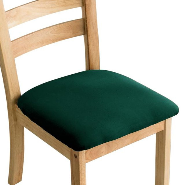 Waschbarer Spandex Esszimmer Stuhlsitzbezug für gepolsterte Stühle, Farbe: Grün - Bild 1