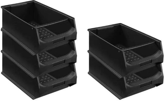PROREGAL SparSet 5x ESD Sichtlagerbox 5,1 Leitfähige Sichtlagerbehälter mit Griffstange, Schwarz, H x B x T: 20 x 30 x 50 cm, 21,8 Liter - Bild 1