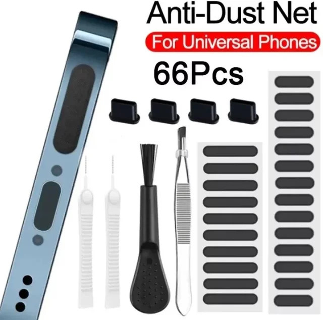 66-teiliges Reinigungsset für Handy-Lautsprecher und Ladeanschlüsse für iPhone, Samsung und Xiaomi inklusive Reinigungsbürsten - Bild 1