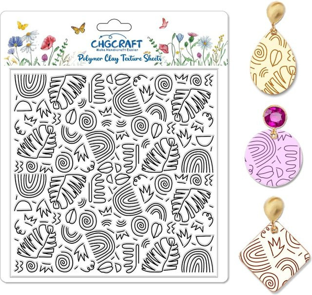 Polymer Clay Texture Sheets im Doodle Style für Modellierpads in Weiß - Bild 1