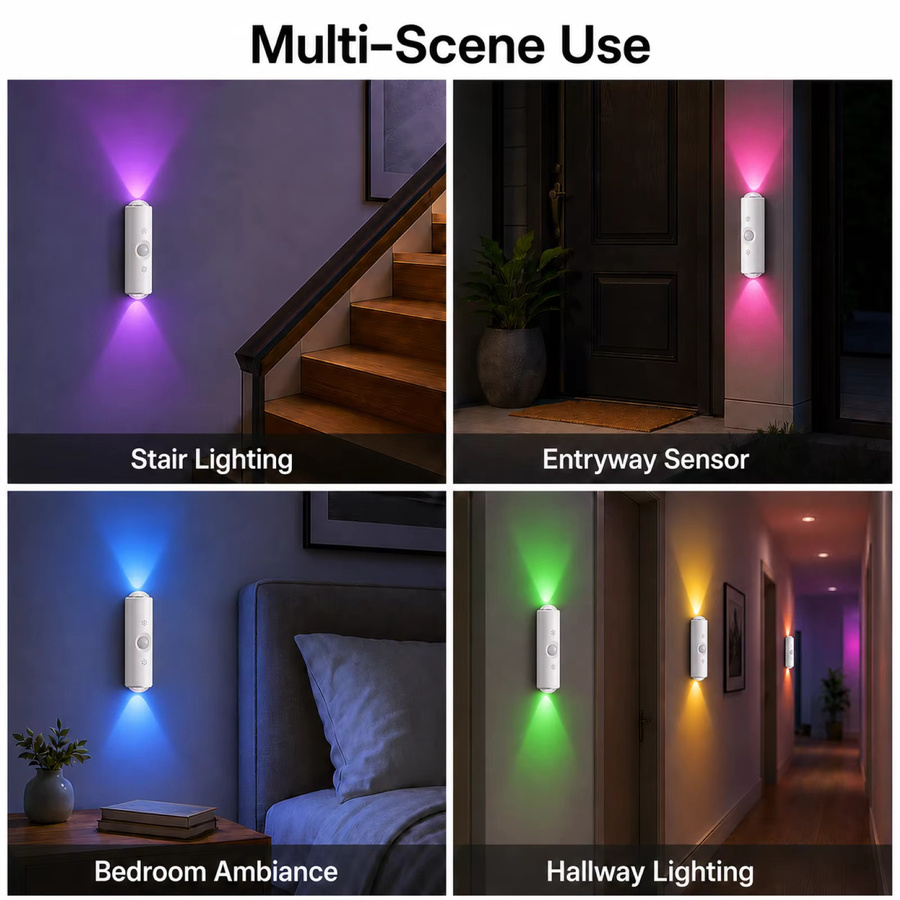 Pzsunly RGB LED Nachtleuchte mit Bewegungssensor, USB aufladbar und magnetisch, dimmbar, Weiß - Bild 3