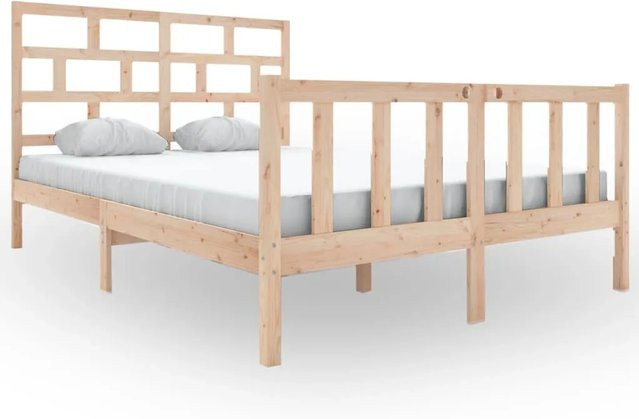 vidaXL Massivholzbett aus Kiefer in Braun mit rustikaler Optik, B/T/H: 160 x 200 x 165,5 cm - Bild 1