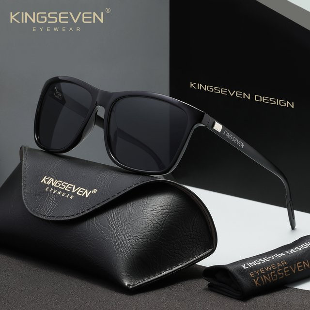 KINGSEVEN Sonnenbrille, Rechteckig, Vollrand, Kunststoff, Schwarz, Unisex - Bild 1