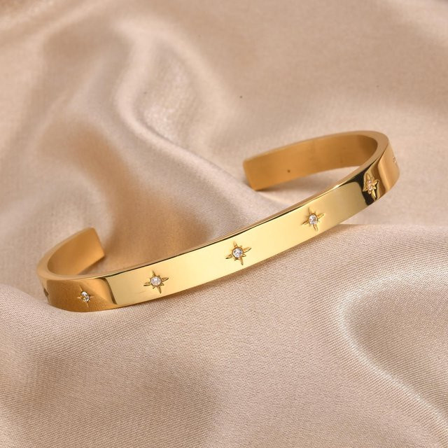 Meaeguet Armreif Stern Starburst, Edelstahl, Zirkonia, Damen - Bild 1