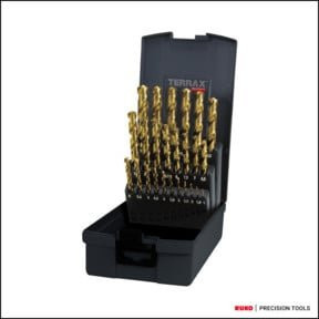 RUKO Spiralbohrer Satz DIN 338 Typ N HSS-TiN geschliffen in gold, 25 Bohrer in Kunststoffkassette - Bild 1