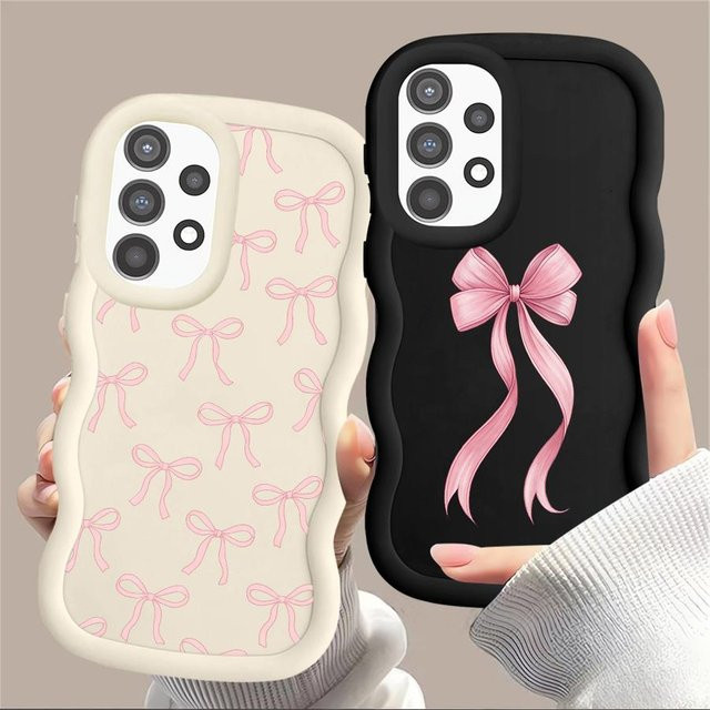Rosa Handyhülle mit Schleife für Samsung Galaxy A52 A55 A04 A03 A30 A50 A05 A51 A73 A06 A02s A20 - Bild 1