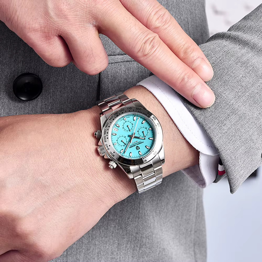 PAGANI DESIGN Chronograph Armbanduhr, Quarz, Edelstahl, 40 mm, Herren, Schwarz - Bild 2
