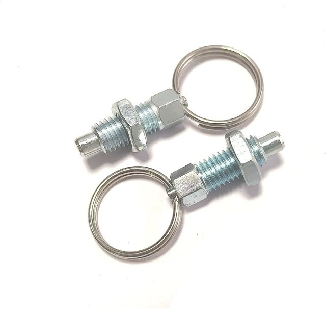 2er-Set Zugring-Indexierstift aus verzinktem Kohlenstoffstahl in Silber mit geteilter Feder und Knopf- sowie Plunger-Verriegelung - Bild 1