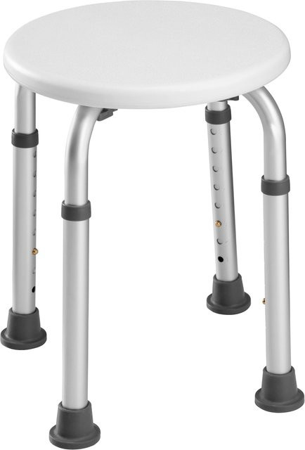 tectake Aluminium Duschhocker Weiß mit Teleskopbeinen und rutschfester Oberfläche B/T/H: 31 x 31 x 54 cm - Bild 1
