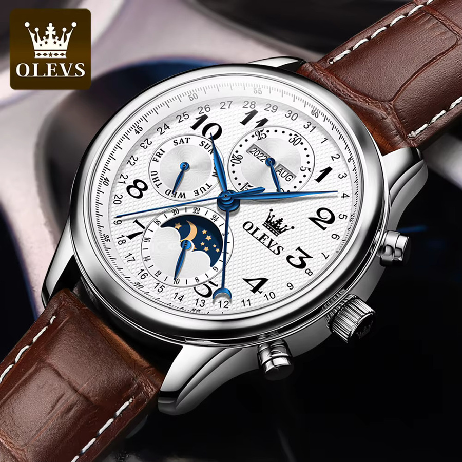 OLEVS Armbanduhr Automatik, Analog-Digital, Mondphase, 42 mm, Herren - Bild 2
