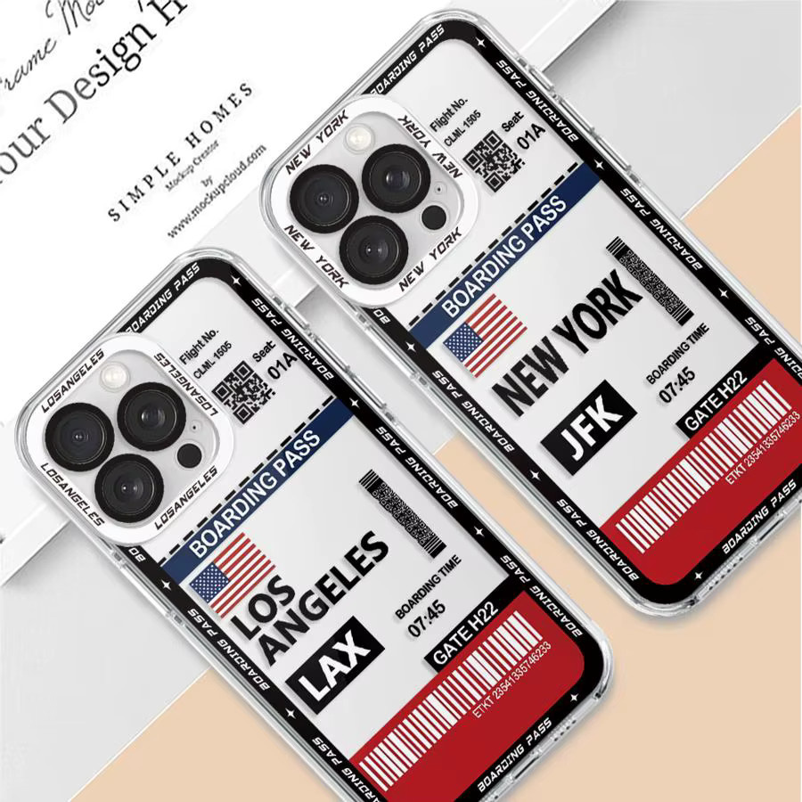 YAETEE iPhone Hülle Los Angeles New York Boarding Pass Design Multicolor Soft Case für verschiedene iPhone Modelle - Bild 3