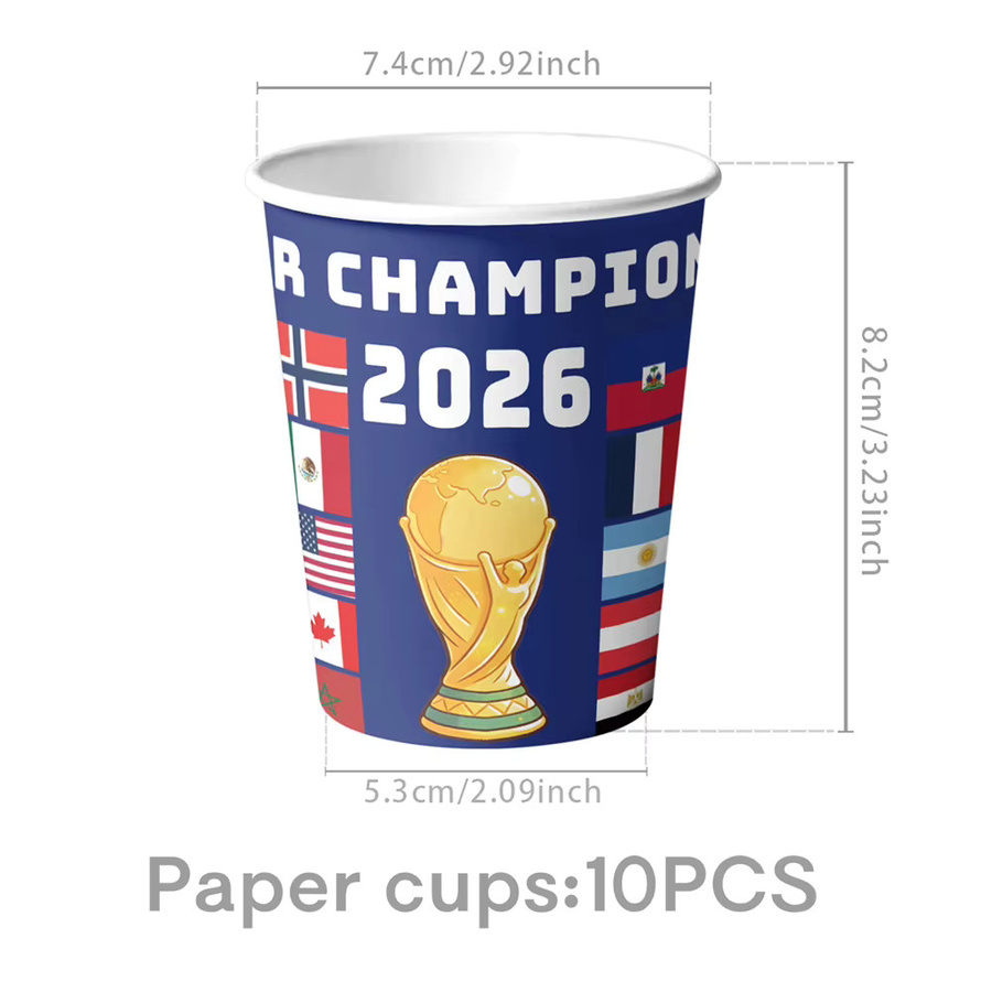 Einweg-Becher mit internationalen Flaggen für Fußball-Partys und Geburtstagsdekorationen, Mehrfarbig - Bild 1