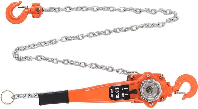 Aimo Manueller Hebelkettenzug in Orange mit 1,5T Tragfähigkeit und 2,5m Kettenlänge - Bild 1