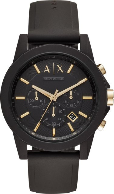 Armani Exchange Armbanduhr, Quarz, Silikonarmband, Schwarz, Herren - Bild 1