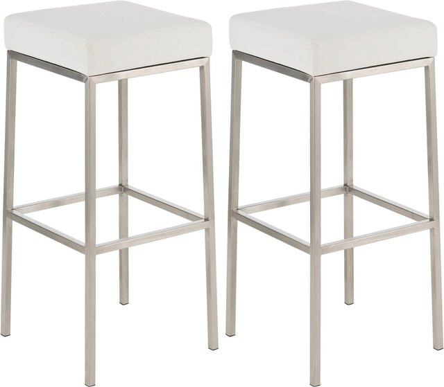DELUKE 2er Set Barhocker BIDAN aus Kunstleder in Weiß, B/T/H: 37 x 37 x 85 cm - Bild 1